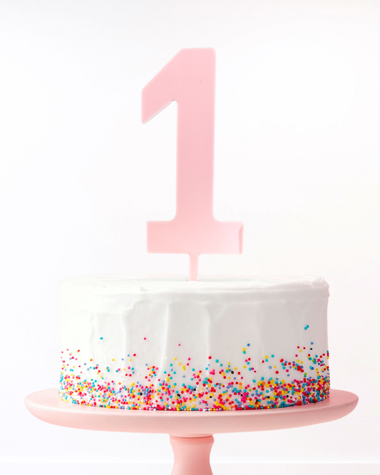 Blush pink acrylic number age cake topper