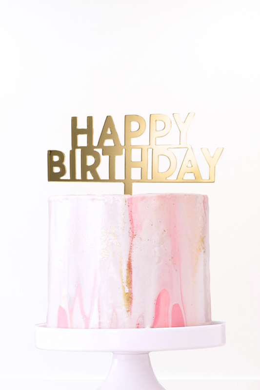 Gold Happy Birthday Topper