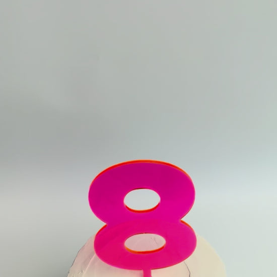 Hot neon pink cake topper number video
